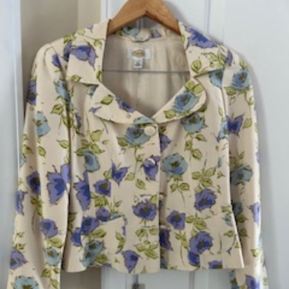 Women Suit 2 Piece Skirt and Jacket Floral Size 4 Talbots - Picture 1 of 5